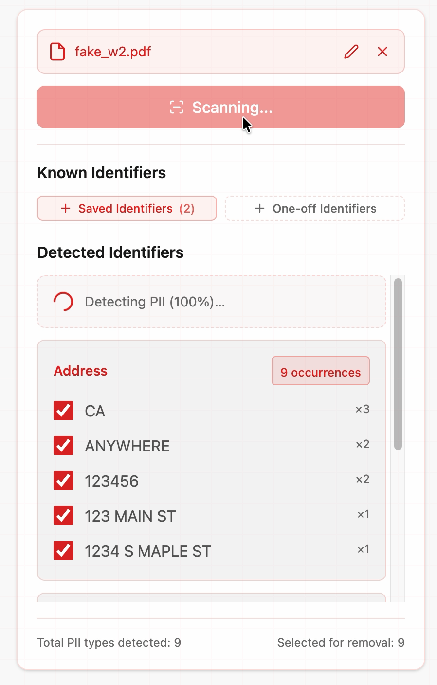 Detect PII